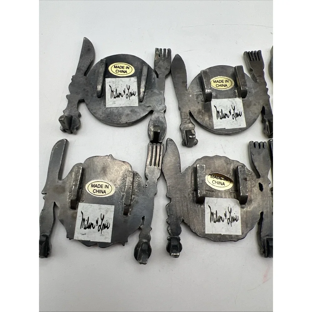 X6 Vintage Milan & Louis Pewter Place Card Holders-Table Setting Design 1 Broken